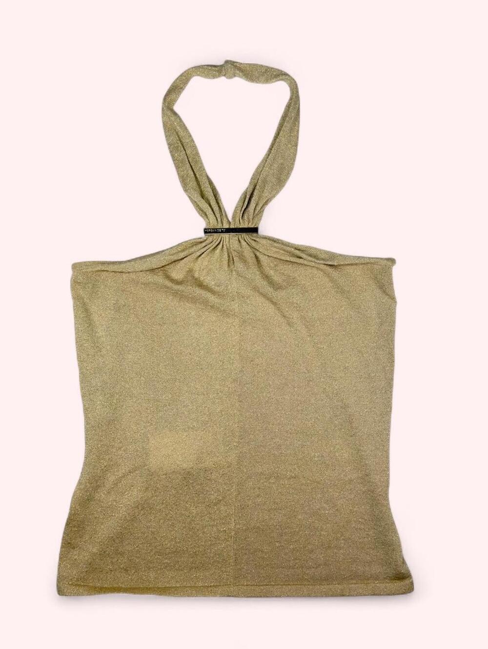 Morgan De Toi gold shimmer halter top